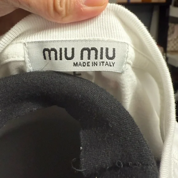 Miu Miu Classic White Short Sleeve Tee - Picture 3 of 5
